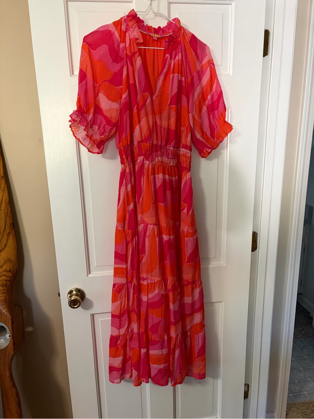 THML Pink and Orange Wave Maxi Dress